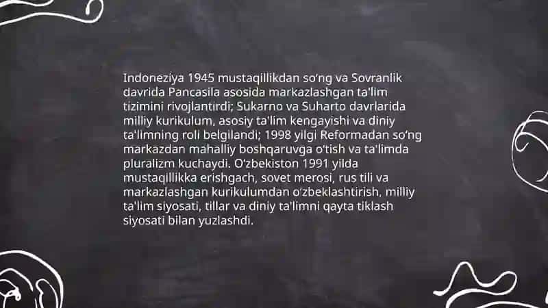 Indoneziya-oʻzbekiston taʼlim siyosati mustaqillik yillarida qiyosiy tahlil 3