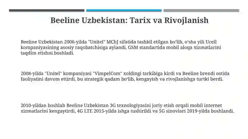 Beeline Uzbekistan: Tarix va Rivojlanish 3