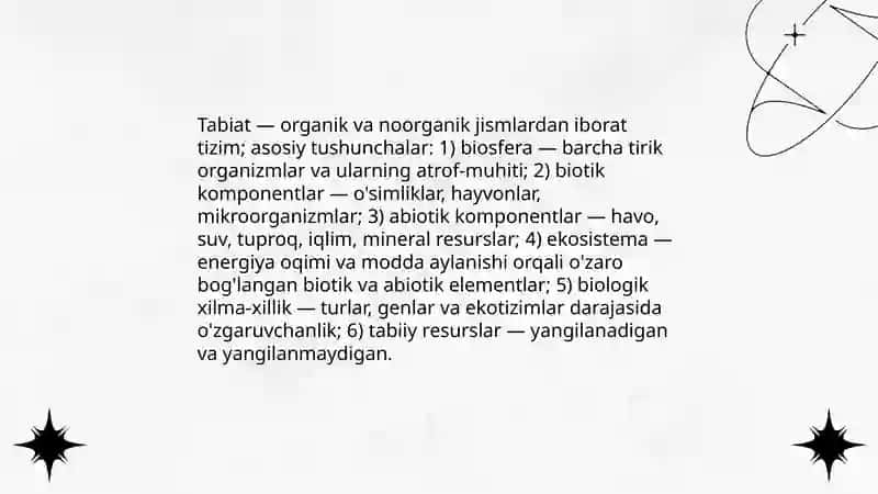 Tabiat haqida asosiy tushunchalar va tabiat komponentlari 3
