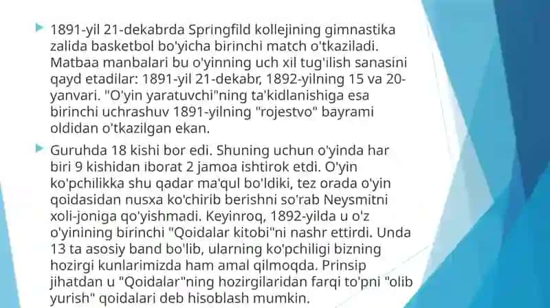 Basketbollo’yining kelibchiqishtarixi va rivojlanishi 3