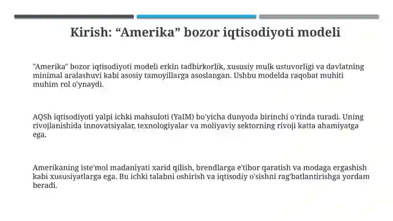 Bozor iqtisodiyotining "Amerikacha" modeli 3