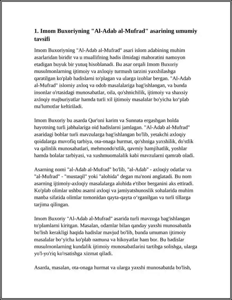 Imom Buxoriyning Al-Adab al-Mufrad Asari 3