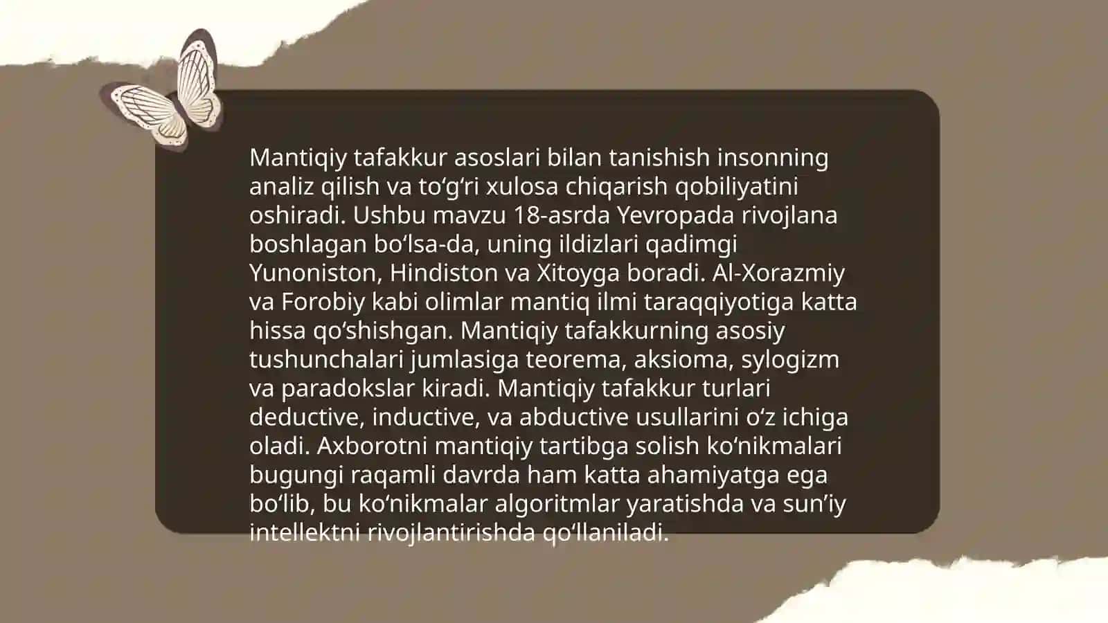Mantiqiy fikrlashga oid muammoni yechish 3