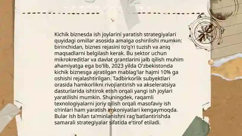 Kichik biznes va xususiy tadbirkorlikda ish bilan bandlikni rag’batlantirish yo’nalishlari 3