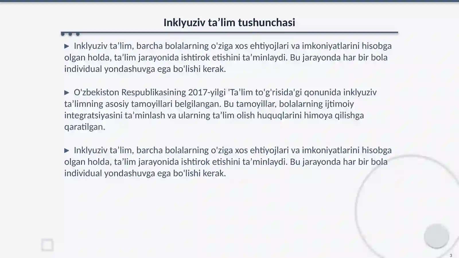 Oilada inklyuziv taʼlim tarbiya va psixologik xususiyatlari 3