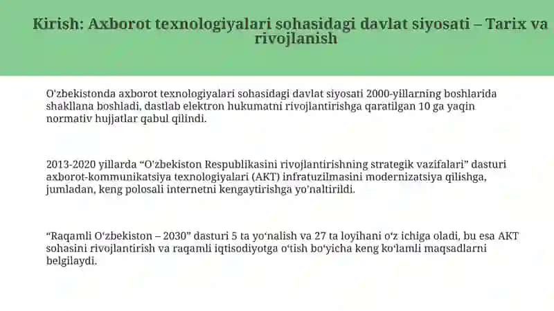 Axborot texnologiyalari sohasidagi davlat siyosati – Tarix va rivojlanish 3