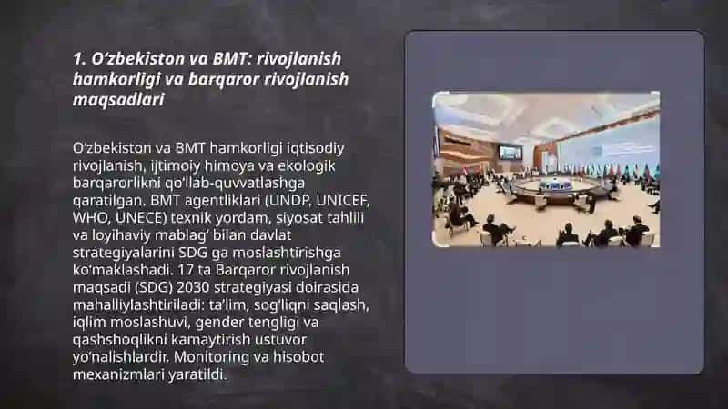 Oʻzbekiston va BMT: rivojlanish hamkorligi va barqaror rivojlanish maqsadlari 3