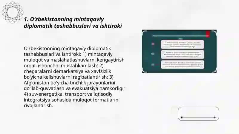 Oʻzbekistonning markaziy Osiyoda tinchlik va barqarorlikni taʼminlashdagi oʻrni Munavvarova Zaxro 3
