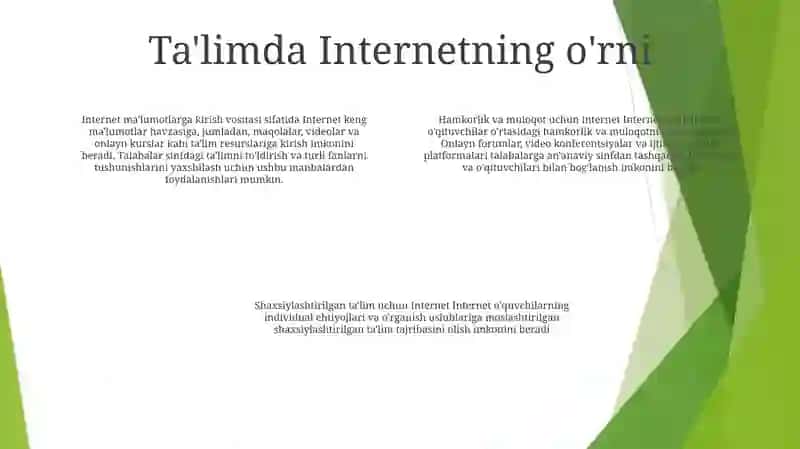 Ta'lim Jarayonini Tashkil Etishda Internet Xizmatlaridan Foydalanish 3