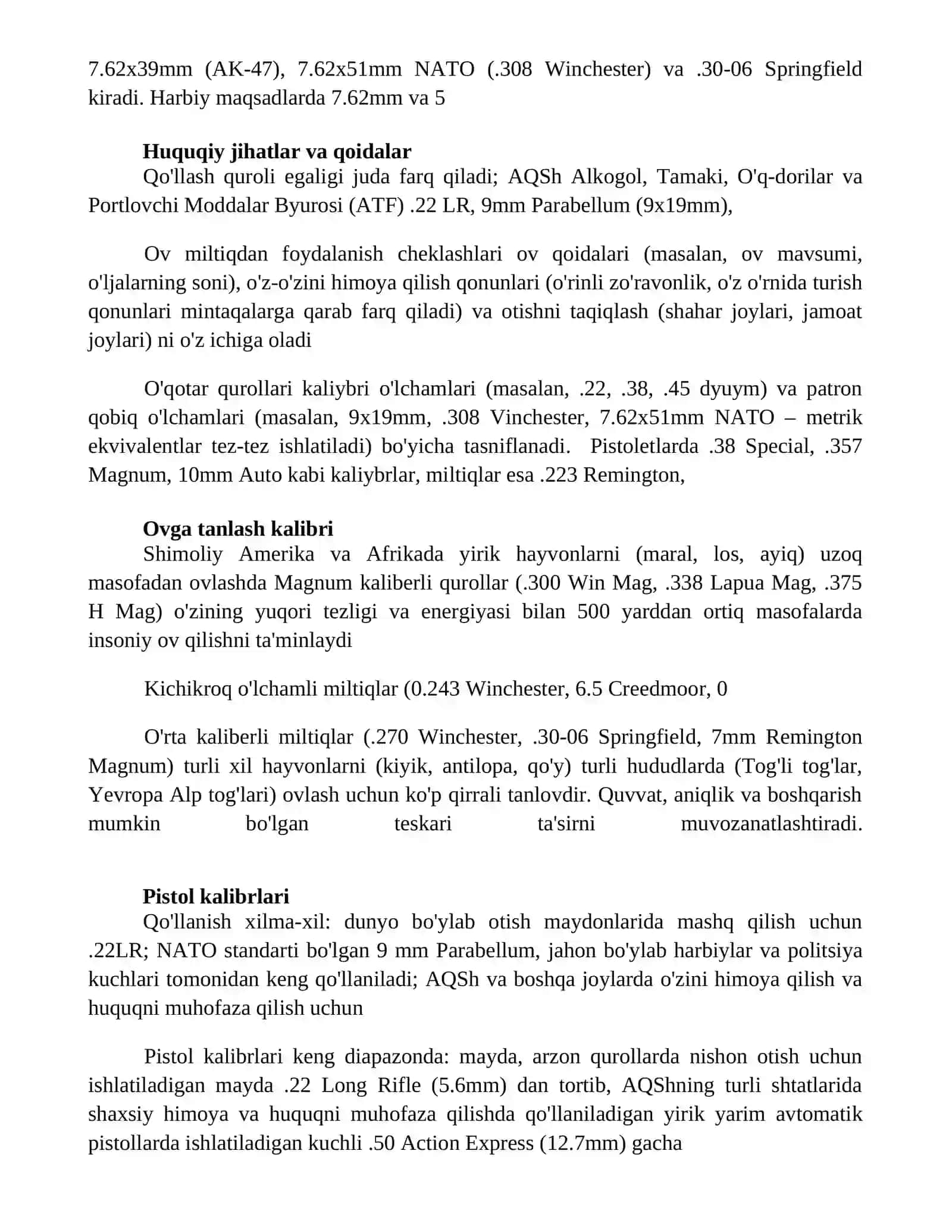 Kalibrlar ularni klassifikatsiyasi va ishlatilish 3