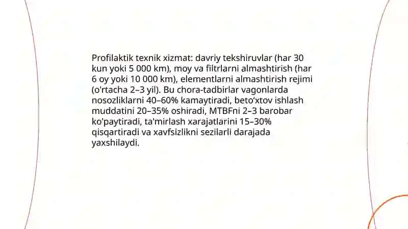 Vagonlarga texnik xizmat va taʼmir berish 3
