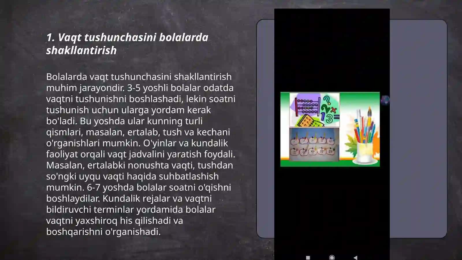Bolalarda vaqtni his qilishni rivojlantirish 3