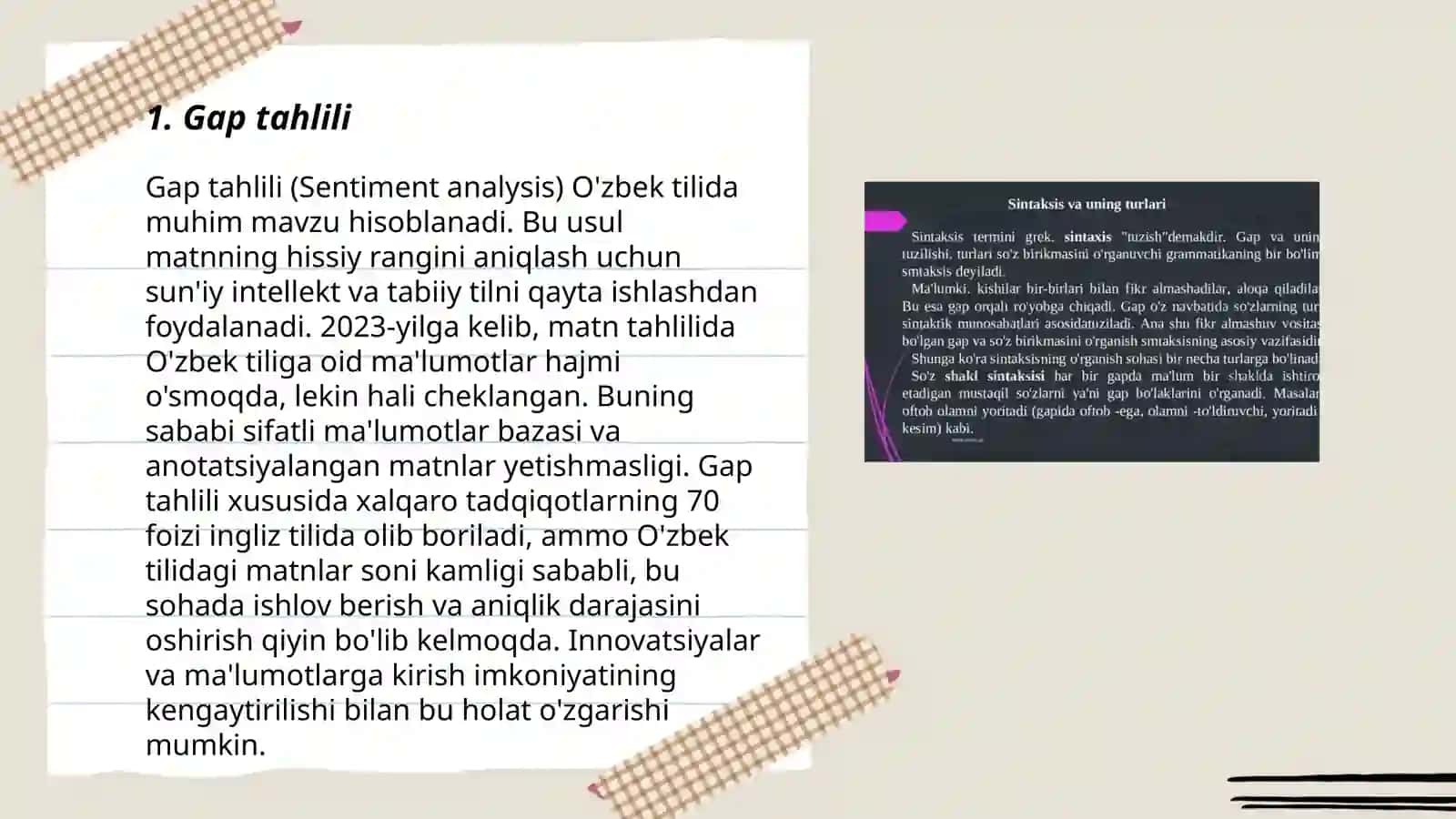 Gapning aktual boʻlinishi. Sintaktik inversiya 3