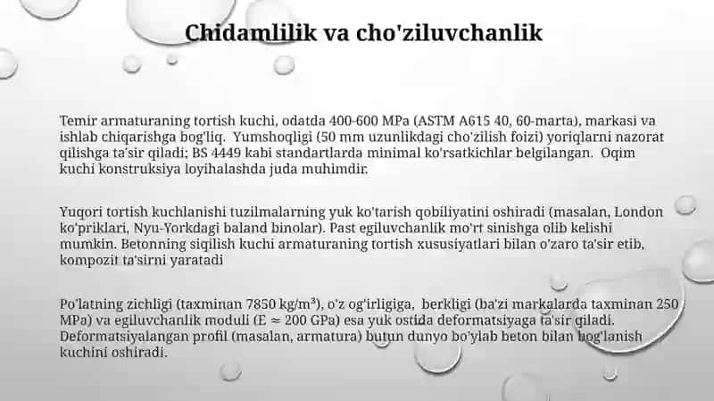 Armaturaning fizik mexanik xossalari 3