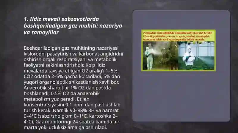 Ildiz mevali sabzavotlarni boshqariladigan gaz muhiti sharoitida saqlash 3