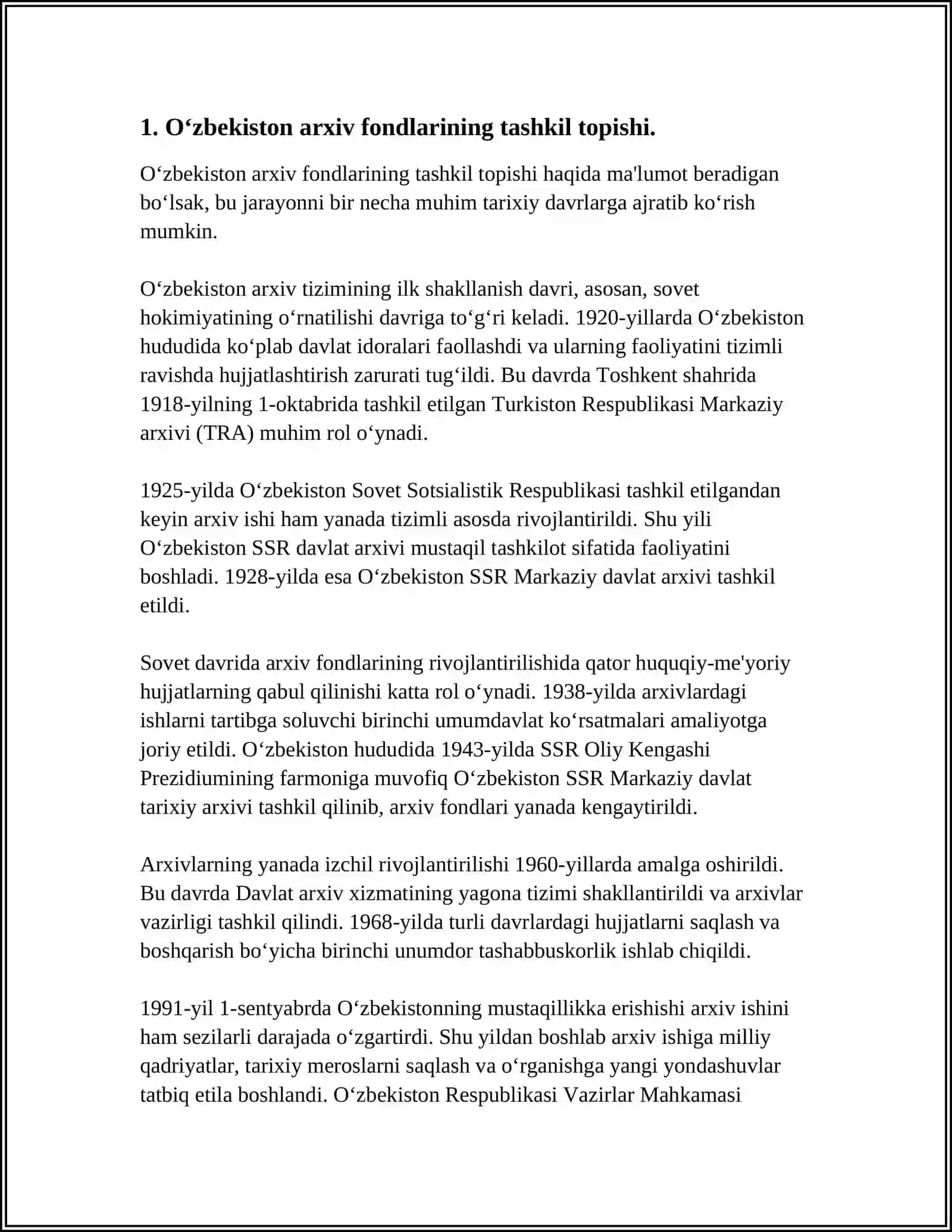 O‘zbekiston arxiv fondlarining tashkil topishi 3