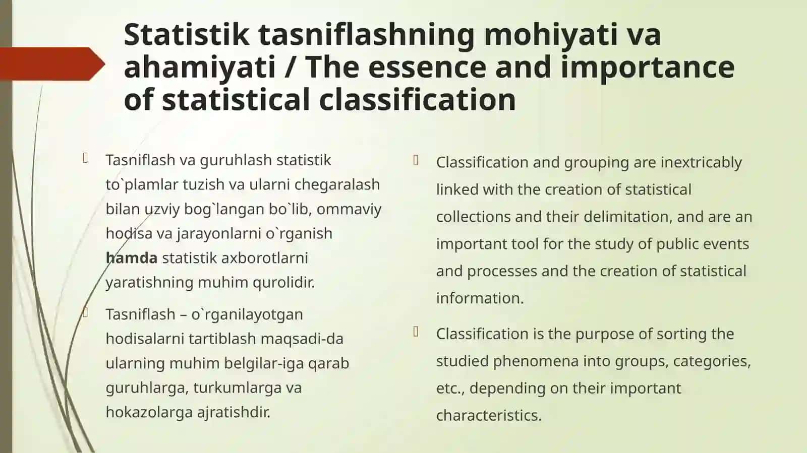 Statistik Tasniflash va Guruhlash Uslubiyati 3