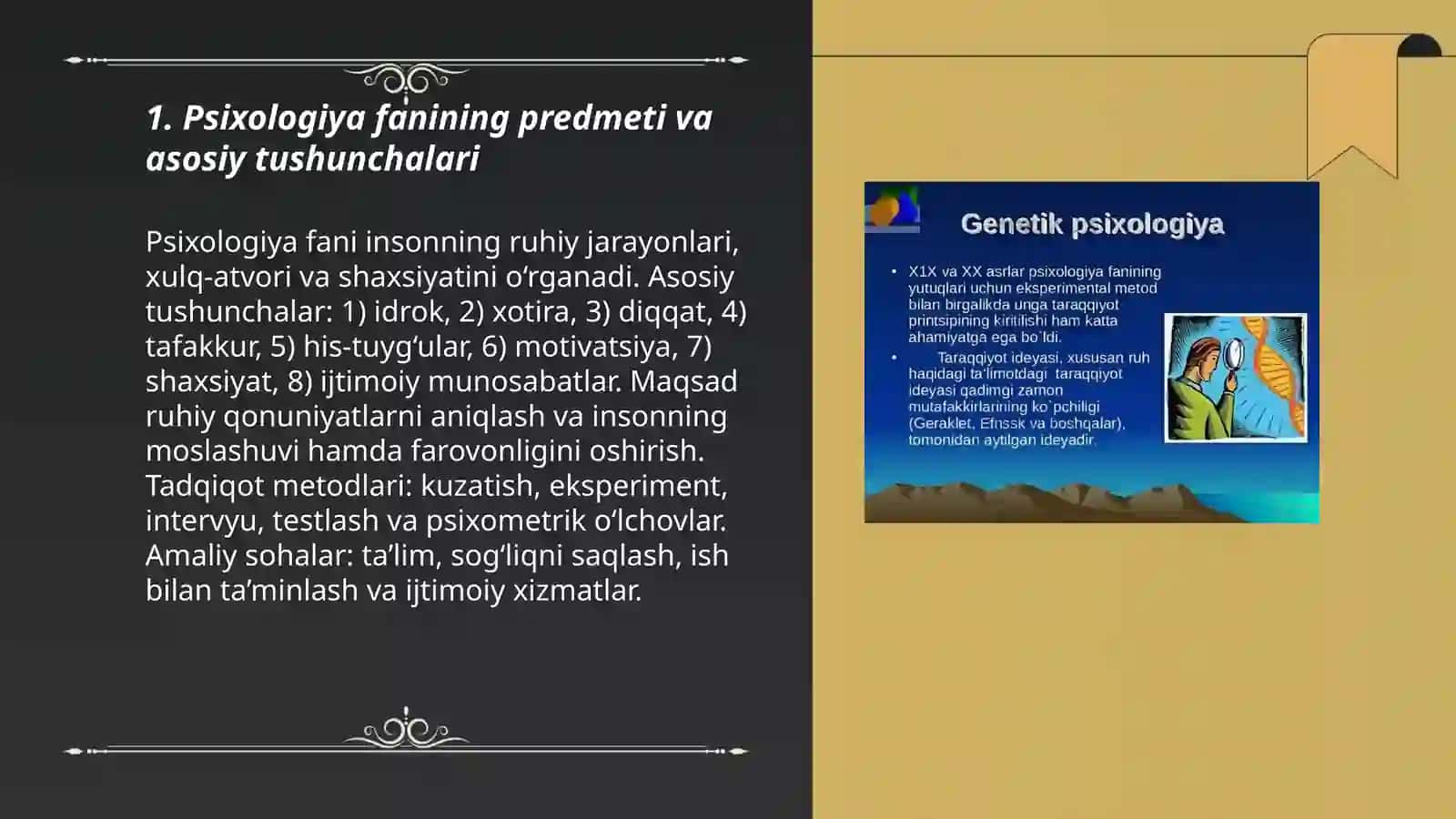 Psixologiya fanining predmeti, rivojlanish tarixi, sohalari va tadqiqot metodlari 3