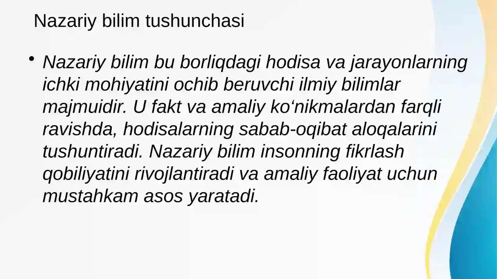 Nazariy bilimlarni rivojlantirish metodikasi 3