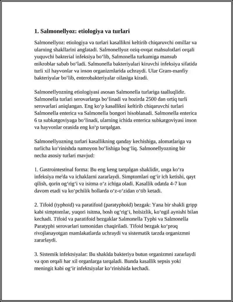 OZIQ-OVQAT ZAHARLI INFEKSIYALARI-SALMONELLYOZ, TOKSIK INFEKSIYALARI 3