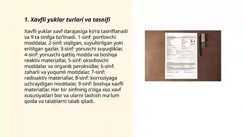 Ishlab chiqarishda qoʻllaniladigan xavfli yuklar turi va ularni xavfsizligini taʼminlash choralari 3