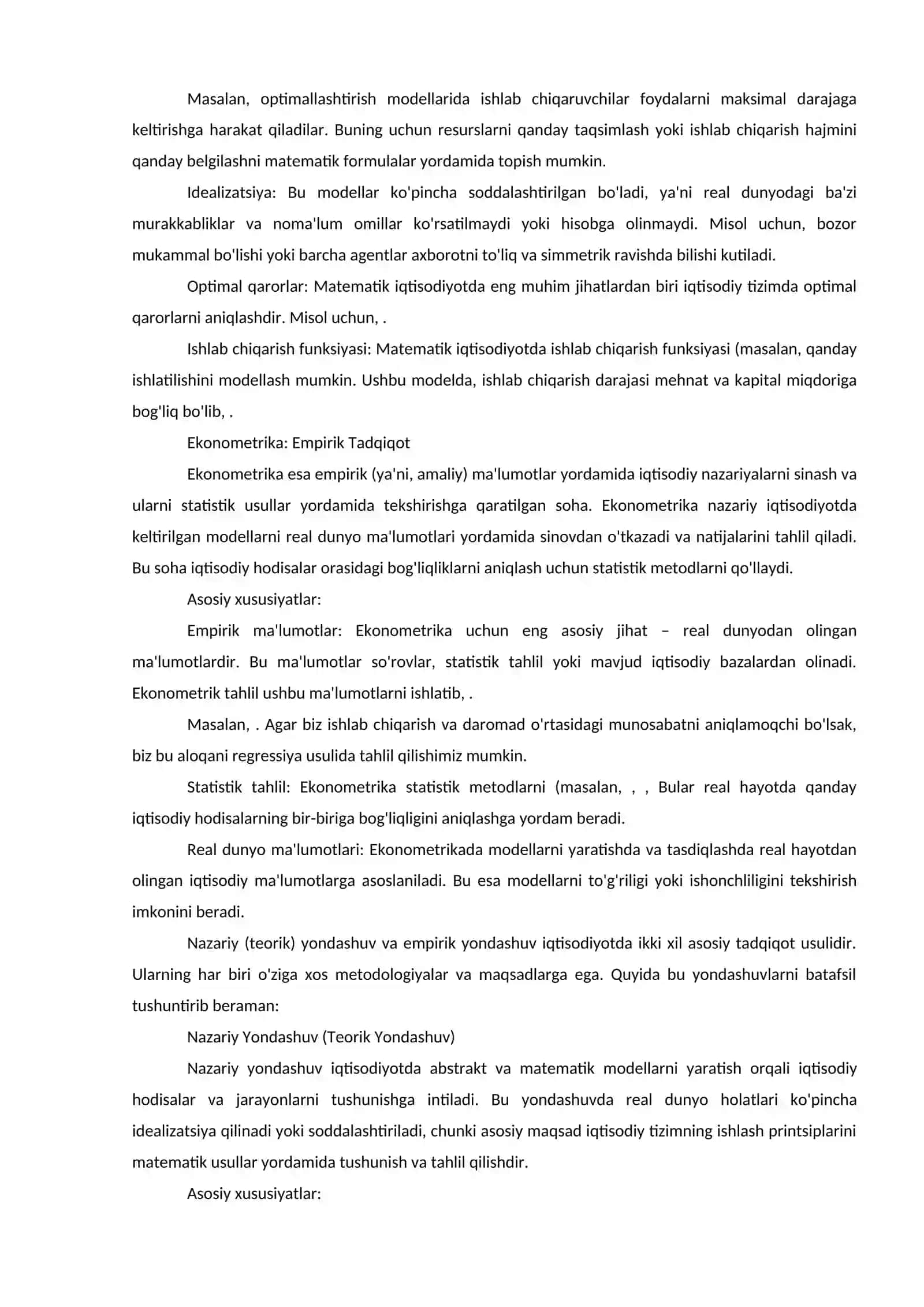 Matematik iqtisodiyotning ekonometrikadan farqi nimada 3