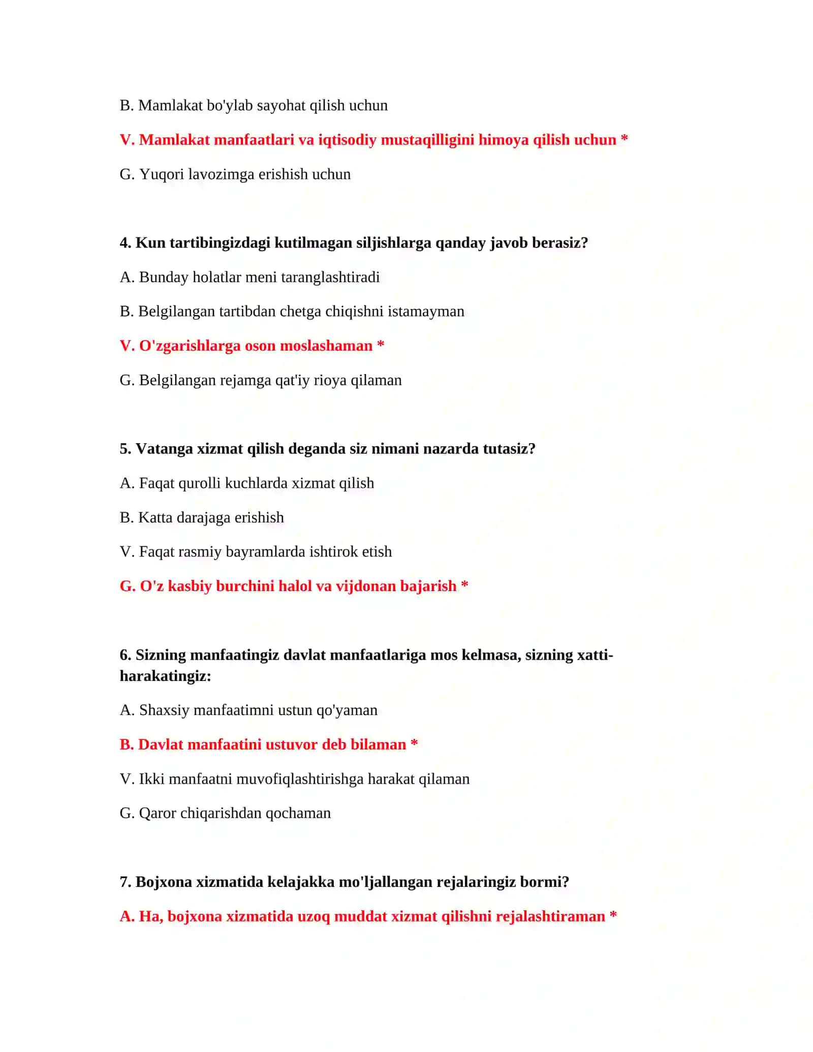 BOJXONA XIZMATI LOGIK TESTLAR 3