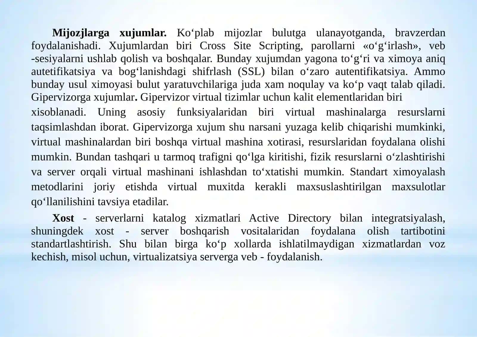 Bulutli texnologiyalarda amalga oshiriladigan hujumlar va ularni bartaraf etish 3