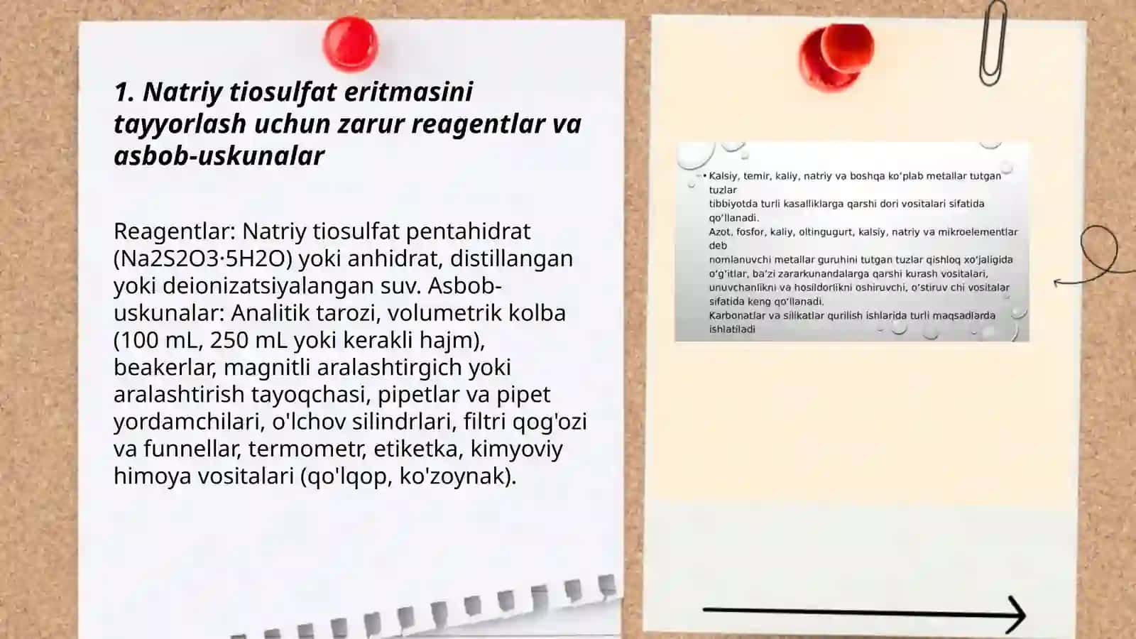 NATRIY TIOSULFAT VA KALIY DIXROMAT ERITMASINI TAYYORLASH 3