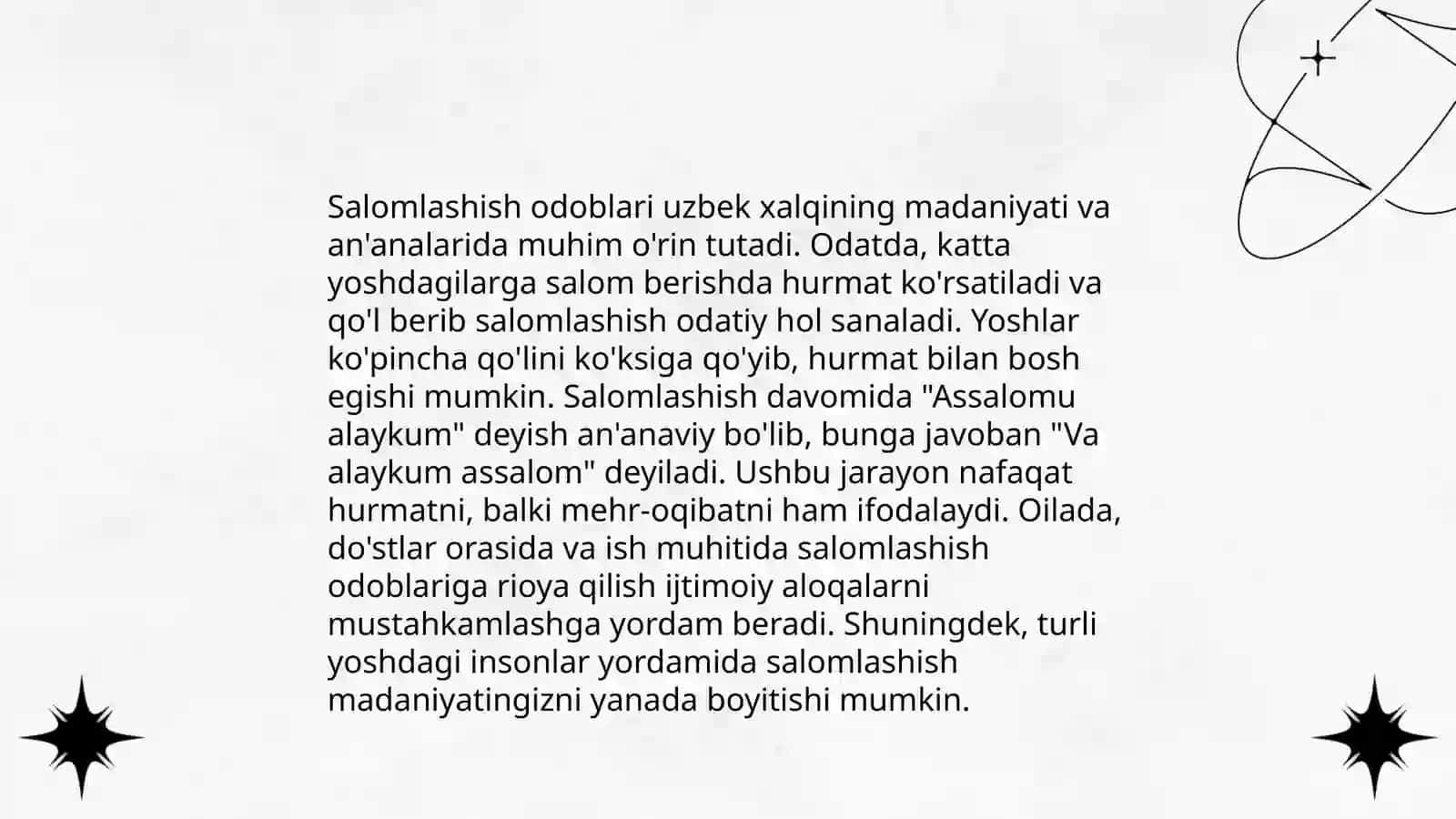 Salomlashish odoblari 3