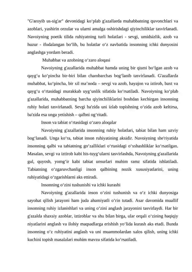 Navoiyning "G'aroyib us-sig'ar" devonidagi g'azallarni sharhlash 3