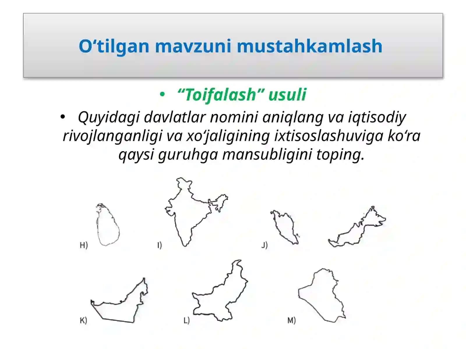 “Toifalash” usuli 3