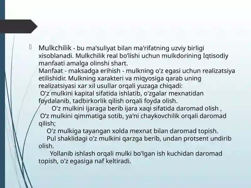 O’zbekistonda ko’p ukladli iqtisodiyotning va mulkdorlar sinfining shakllanishi 3