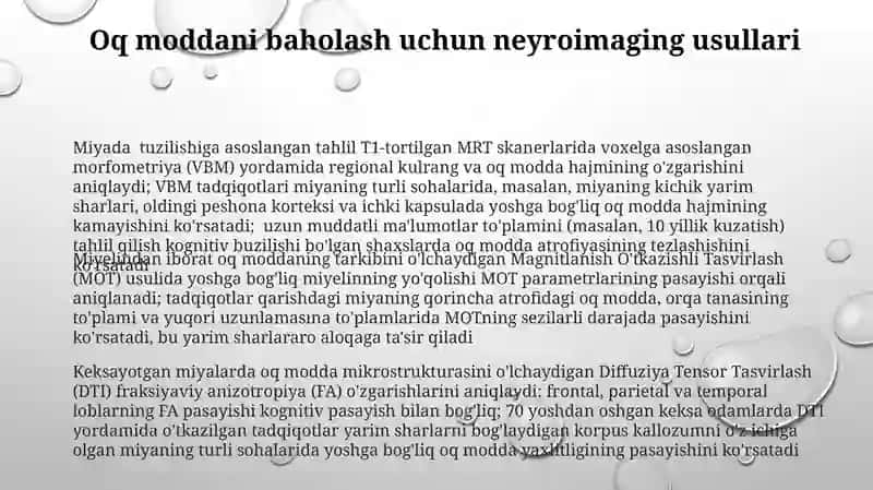 Yoshga bog'liq oq modda hajmining o'zgarishlari 3