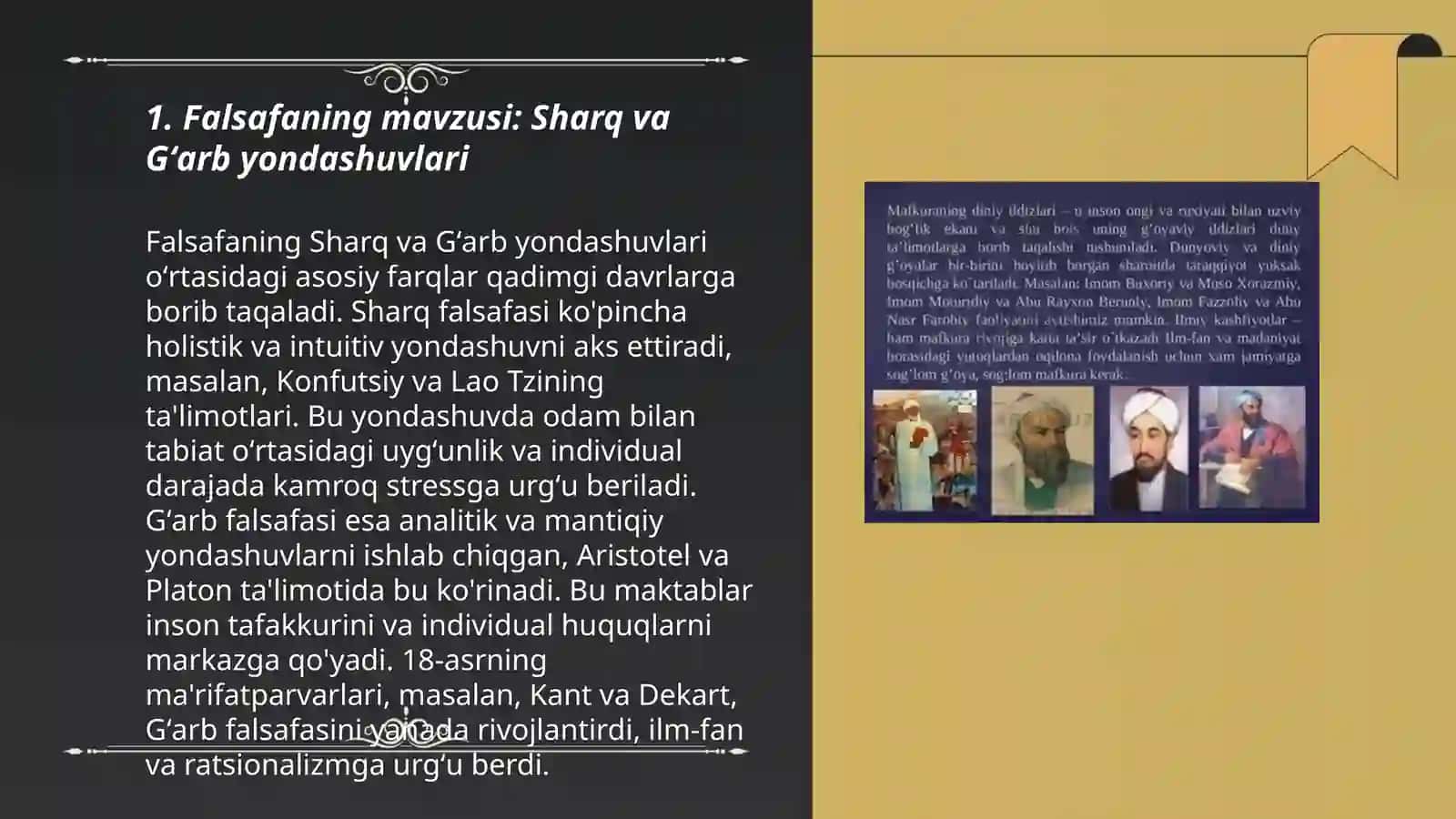 Falsafaning mohiyatiga oid Sharq va Gʻarb mutafakkirlari tariflarini tasniflash 3