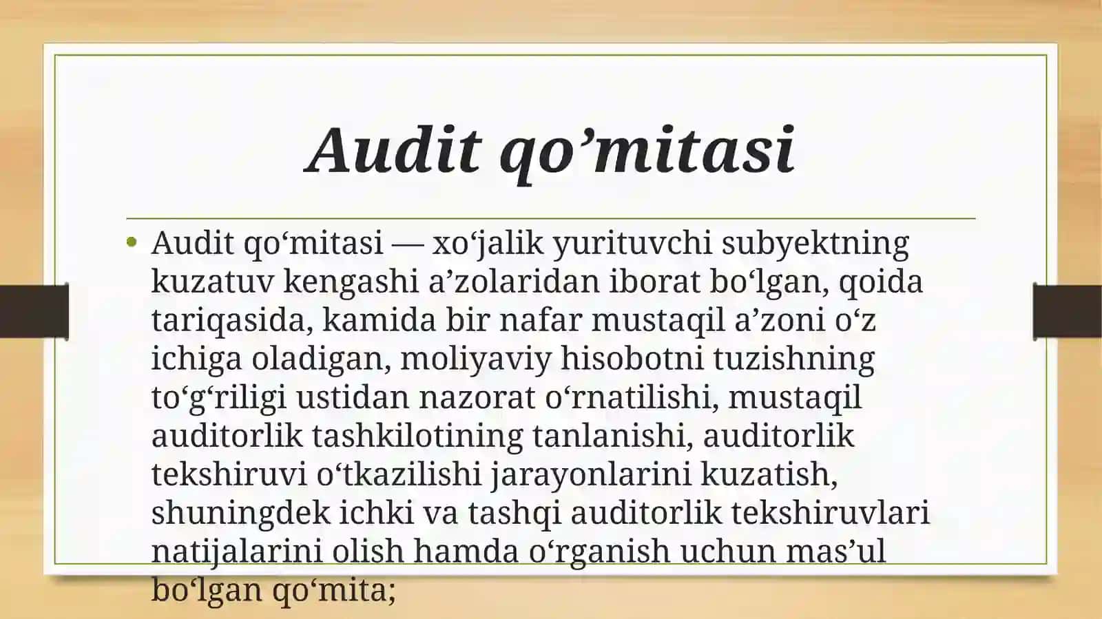 Auditqo’mitasi,ichkiaudit.Tashqiauditmasalalari 3