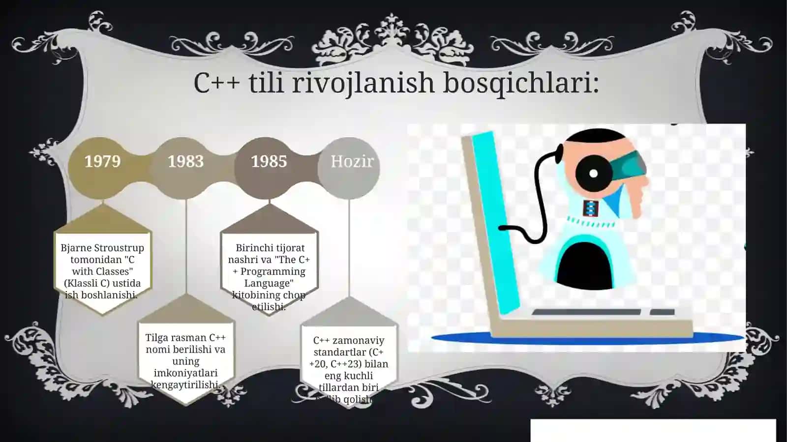 C++ DASTURLASH TILI. C++TILI TUZILISHI 3