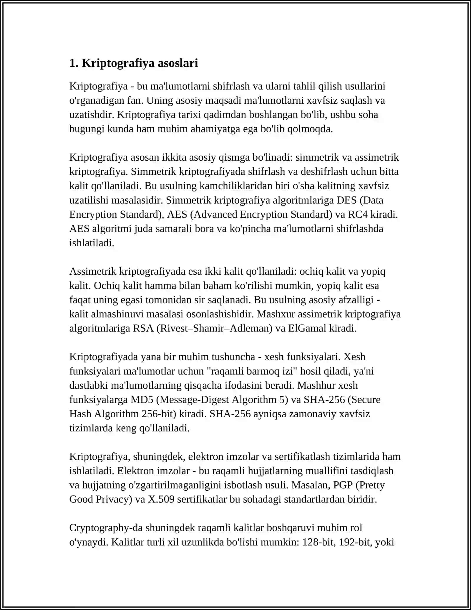 AXBOROTNI HIMOYA QILISH UCHUN KRIPTOGRAFIK USULIDAN FOYDALANISH 3