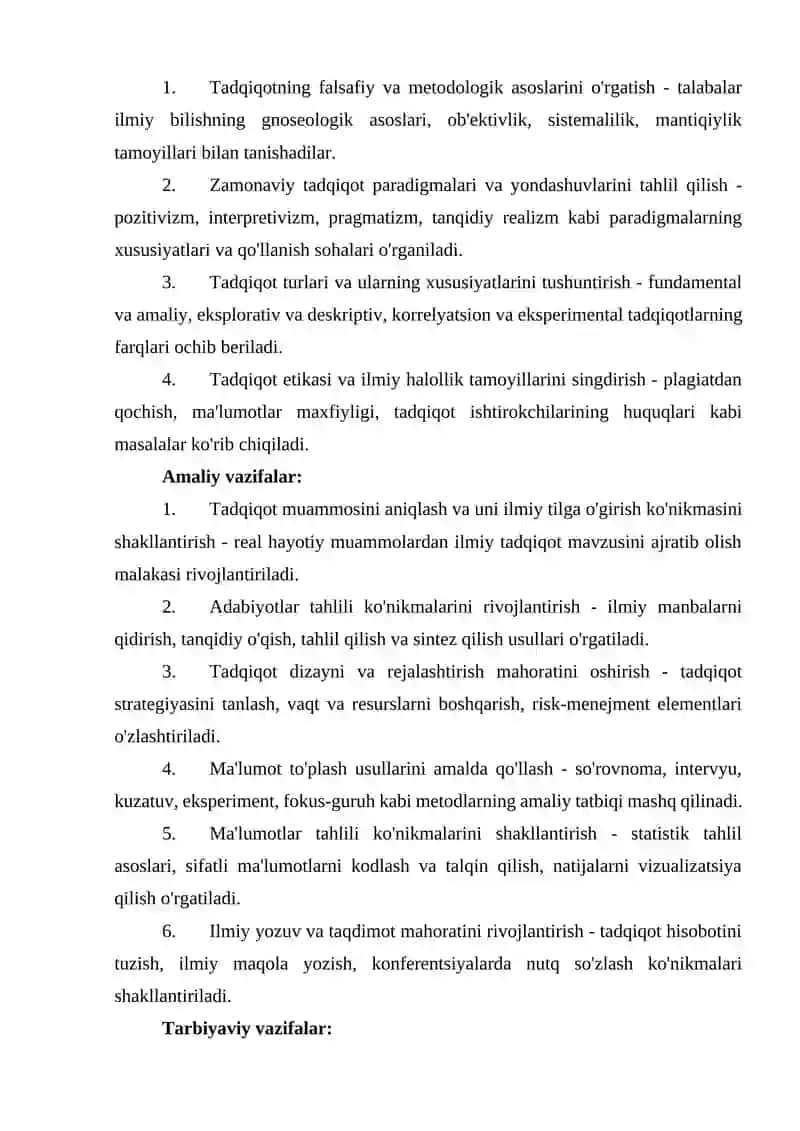 TADQIQOT USULLARI VA KO’NIKMALARI 3