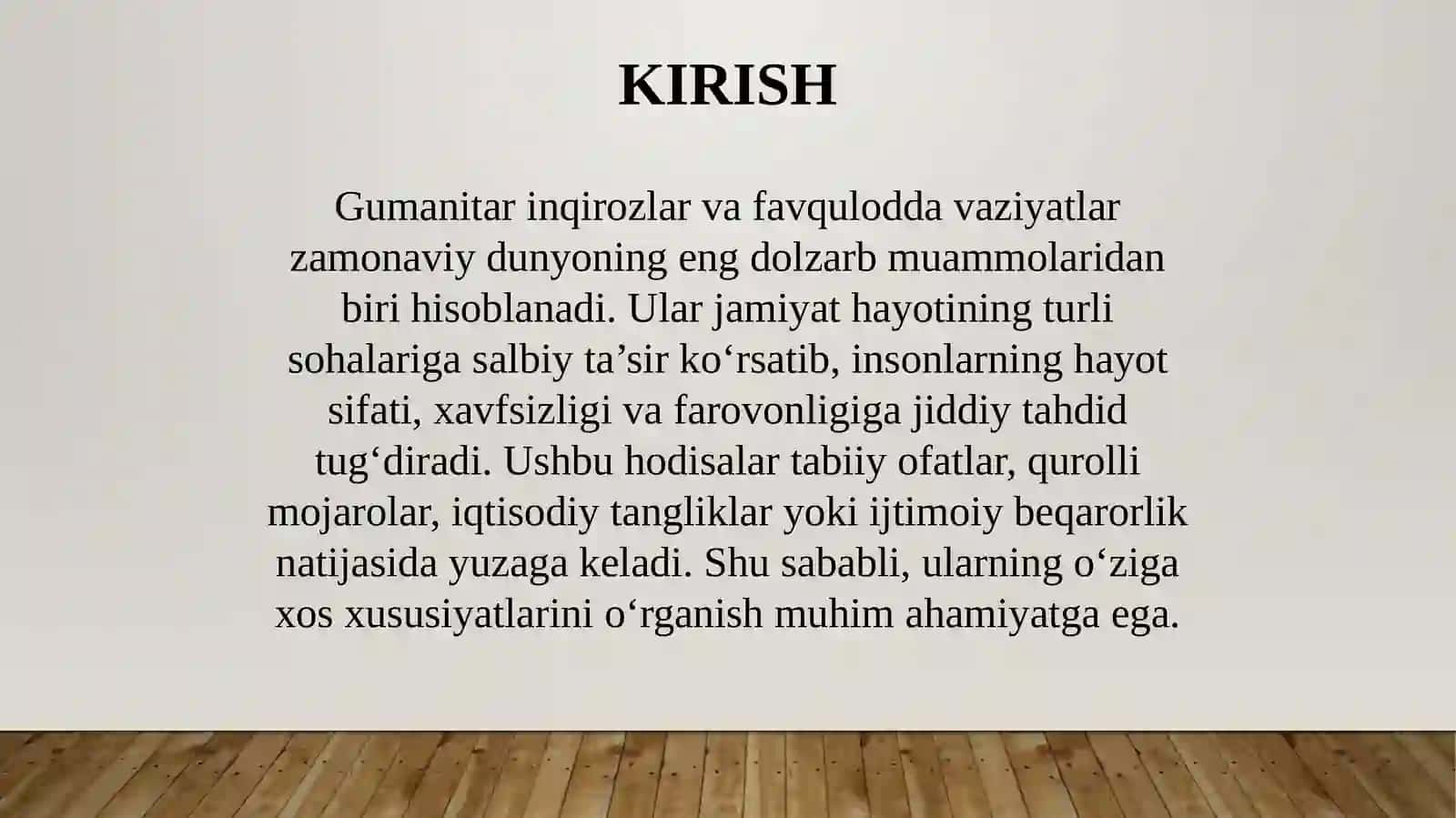 Gumanitar inqirozlar va favqulodda vaziyatlarning o‘ziga xos xususiyatlari 3