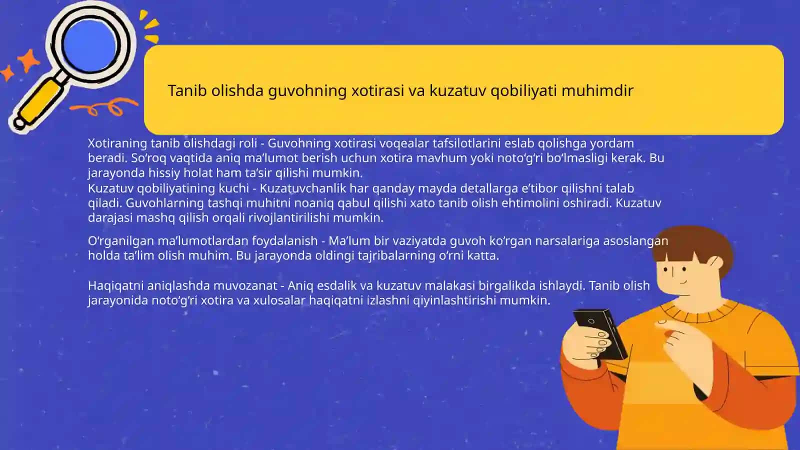 Kriminalistika fanidan " Tanib olish uchun korsatish taktikasi " mavzusida 3