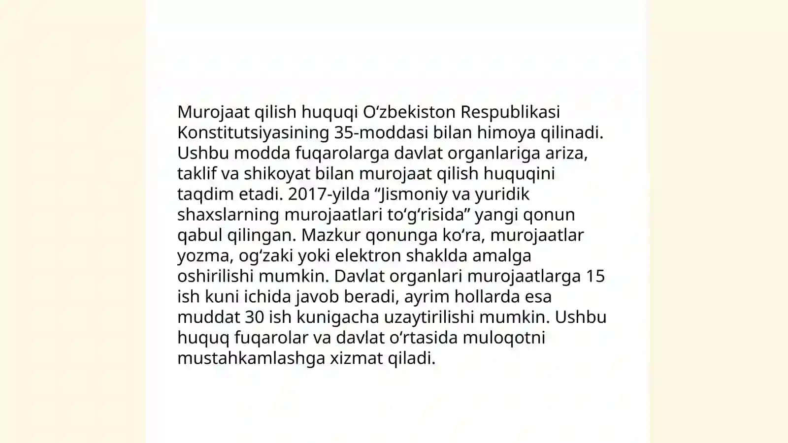 Murojaatlarini koʻrib chiqish tartib-qoidalari 3