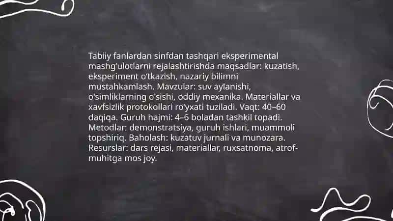 Boshlangʻich taʼlim tabiiy fanlardan sinfdan tashqari ishlarni tashkil etish 3
