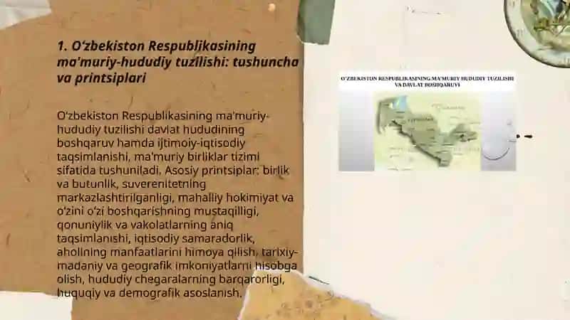 Oʻzbekiston Respublikasining ma'muriy-hududiy tuzilishi: tushuncha va printsiplari 3