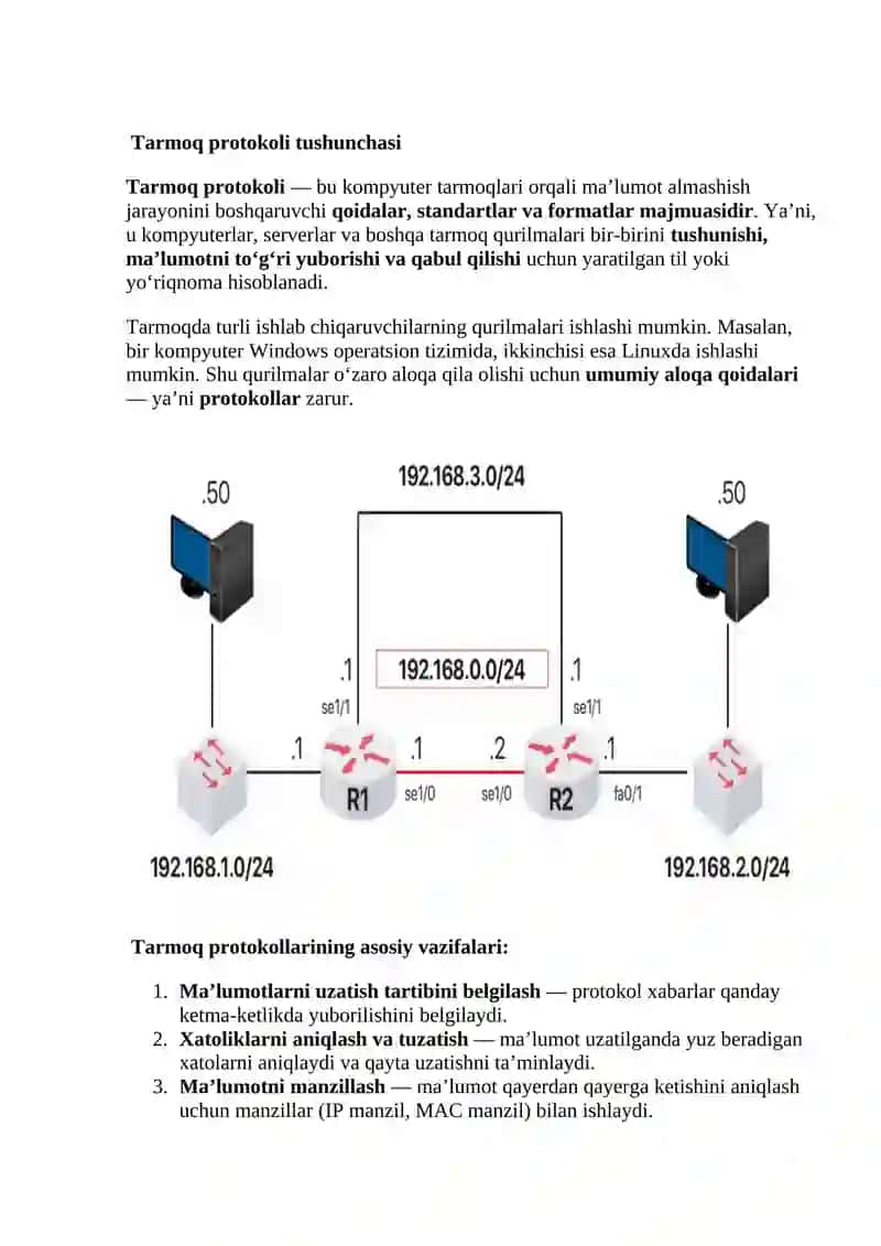 Tarmoq protokoli va marshrutlash protokollari amaliy mashg'uloti 3