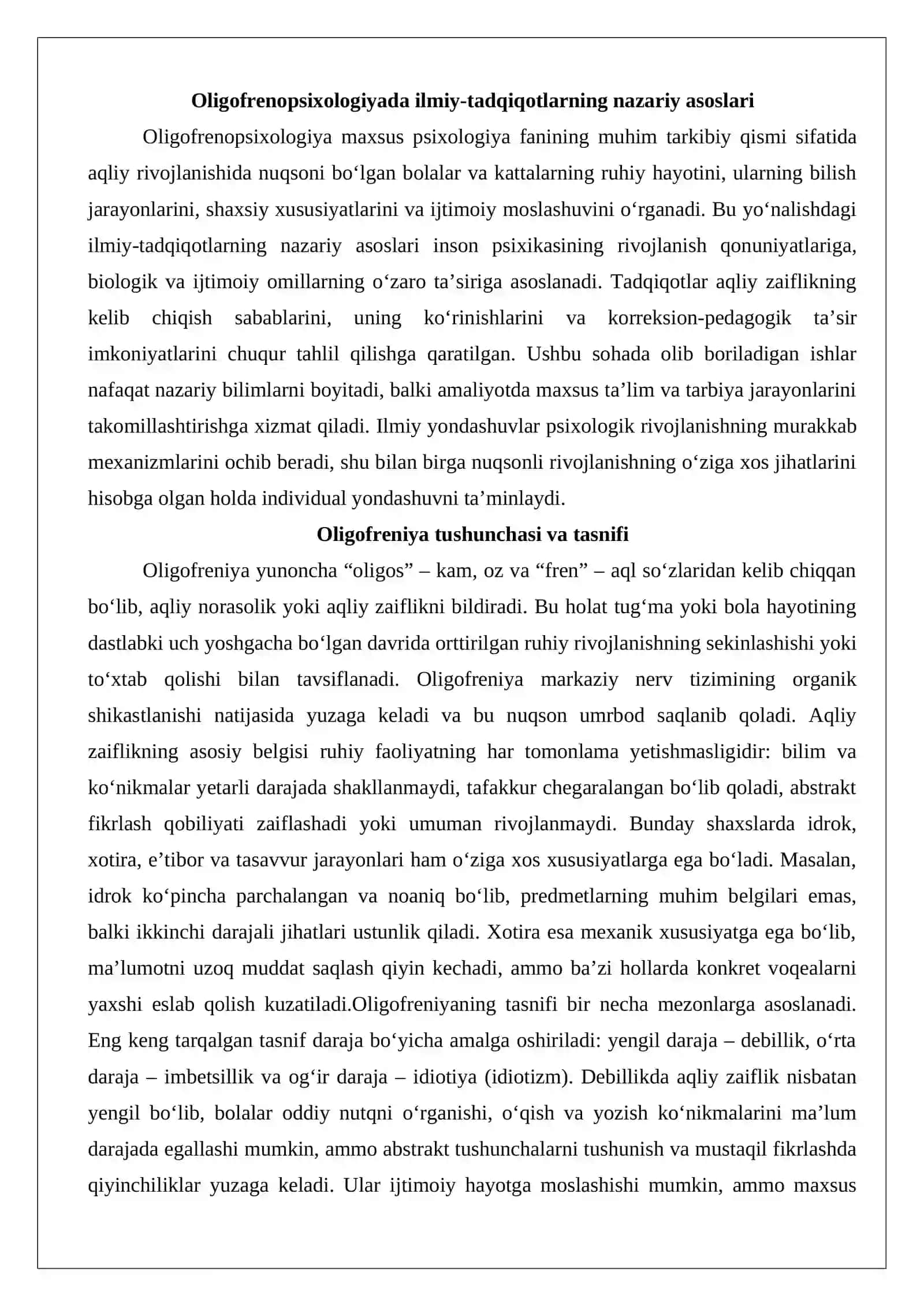 Oligofrenopsixologiya fanida olib borilayotgan ilmiy-tadqiqot ishlar obzori 3
