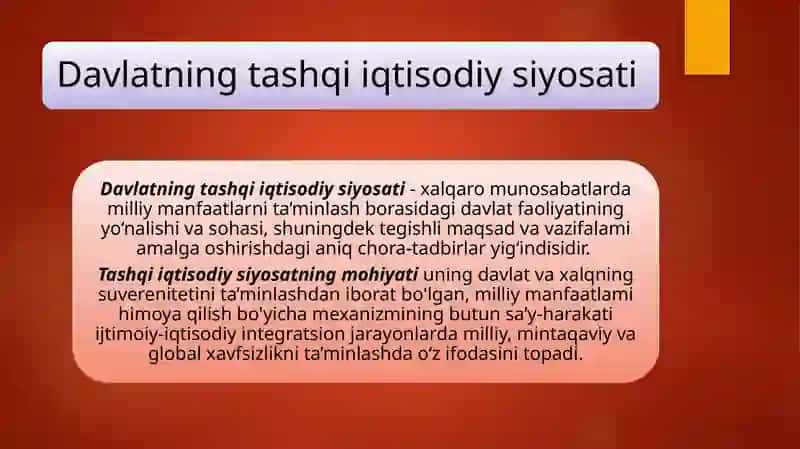 Davlatning tashqi iqtisodiy faoliyatni tartibga solish siyosati. 3