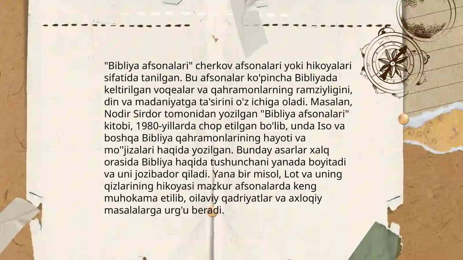 Beruniyning "Qadimgi xalqlardan qolgan yodgorliklar " asaridagi afsona va rivoyatlar 3