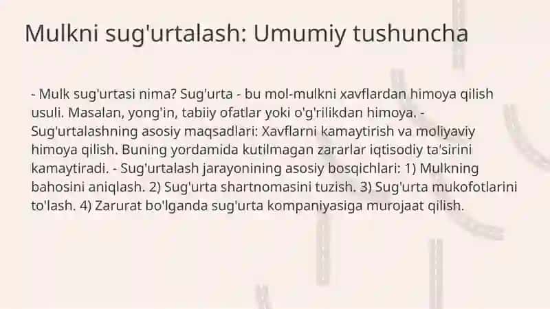 Jismoniy va yuridik shaxslarning mulkini sug‘urta qilish. 3