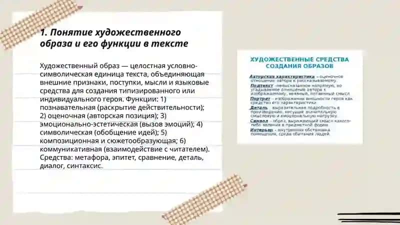 Художественные образы и их роль в раскрытии авторской идеи 3